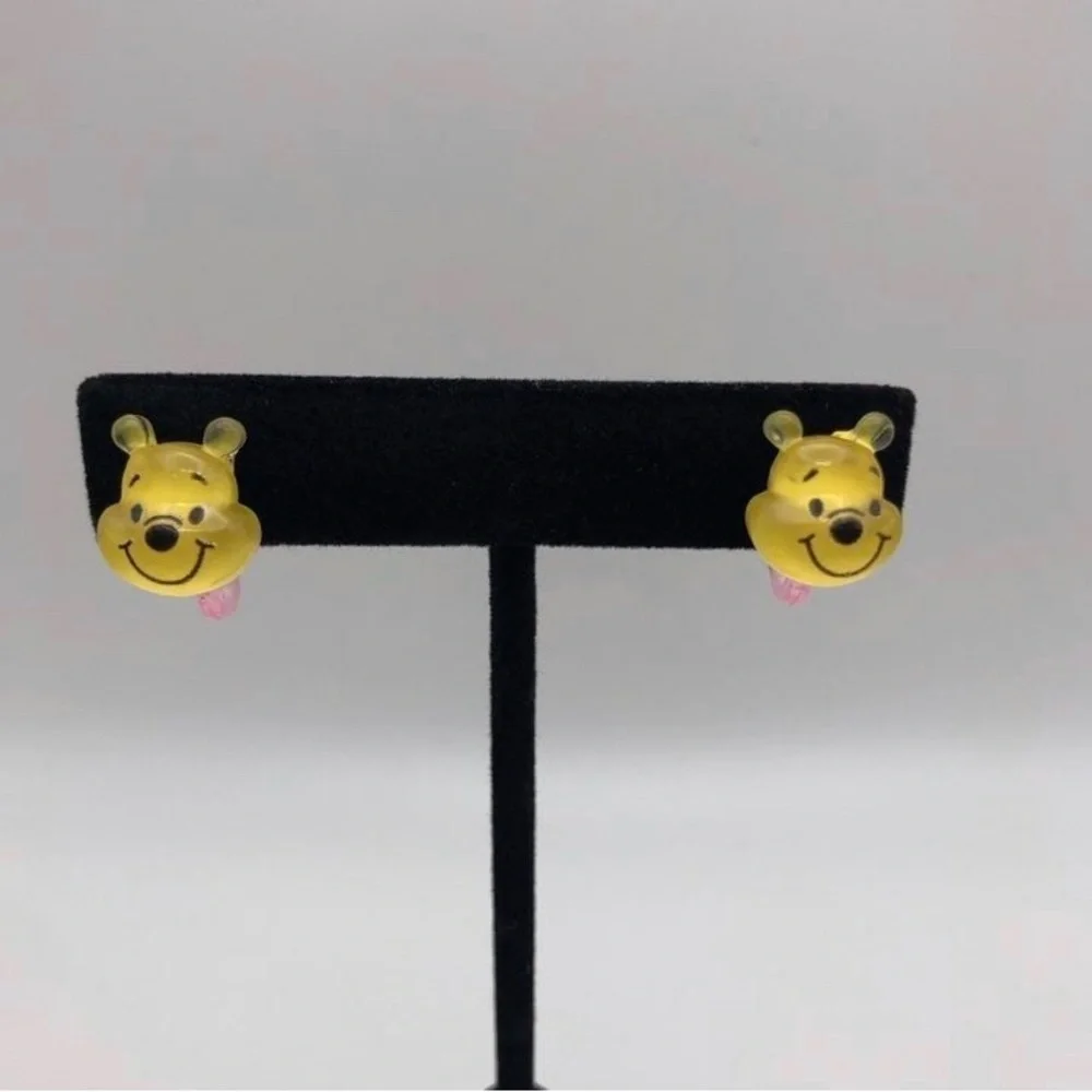 Clip-On Winnie The Pooh Earrings and Plastic Adjustable Ring - Picture 2 of 4